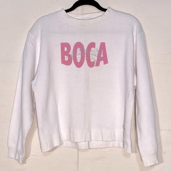 Vintage Boca White Pink Logo Crew Neck Sweatshirt M - Picture 1 of 13